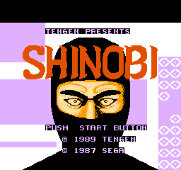 Shinobi title screen for NES